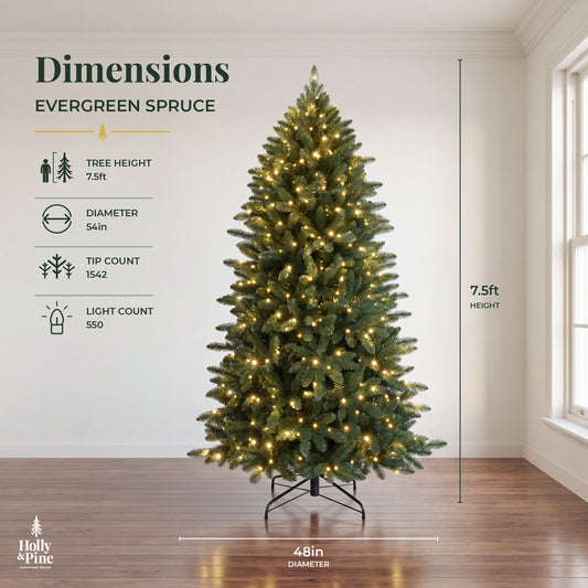Evergreen Spruce Christmas Tree Pre-Lit Artificial Decor Dual Color